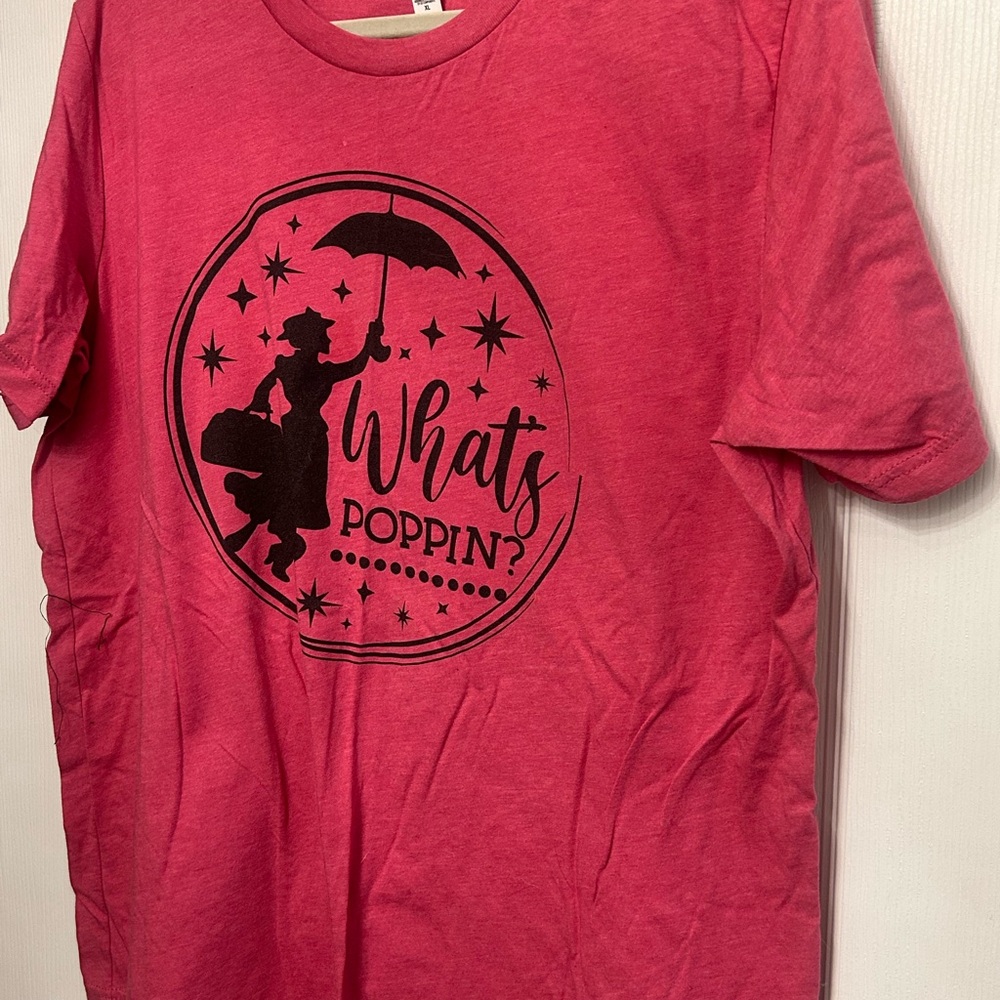 Pinkish-Red Graphic T-Shirt with Mary Poppins Theme